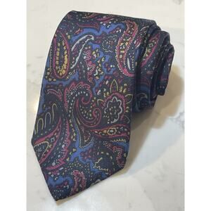 Vintage Etro Dark Paisley Silk Tie Made in USA 57 x 3.5